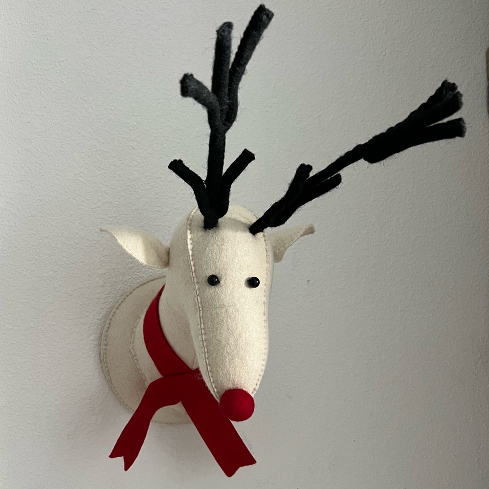 Felt Reindeer Head Wall Mount Decor